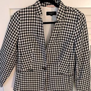 Talbots black gingham lined blazer 6P